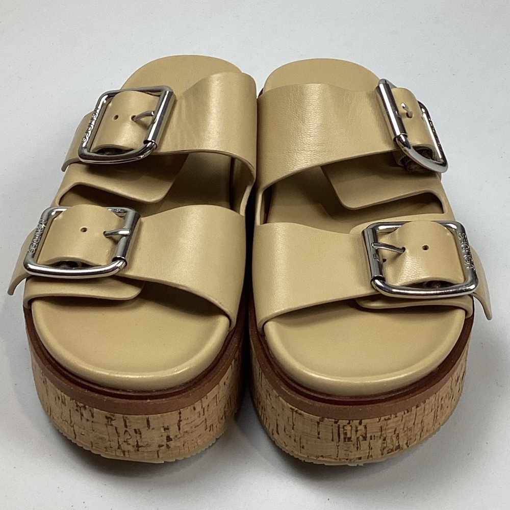 J/Slides Belinda Leather Double Strap Cork Platform Sandals 7.5 - Picture 4 of 11
